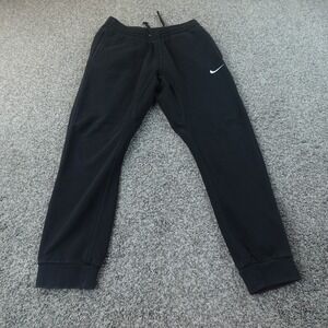 Nike Pants Mens M Black Swoosh Drawstring Warmup Jogger Sweatpants Gym Workout